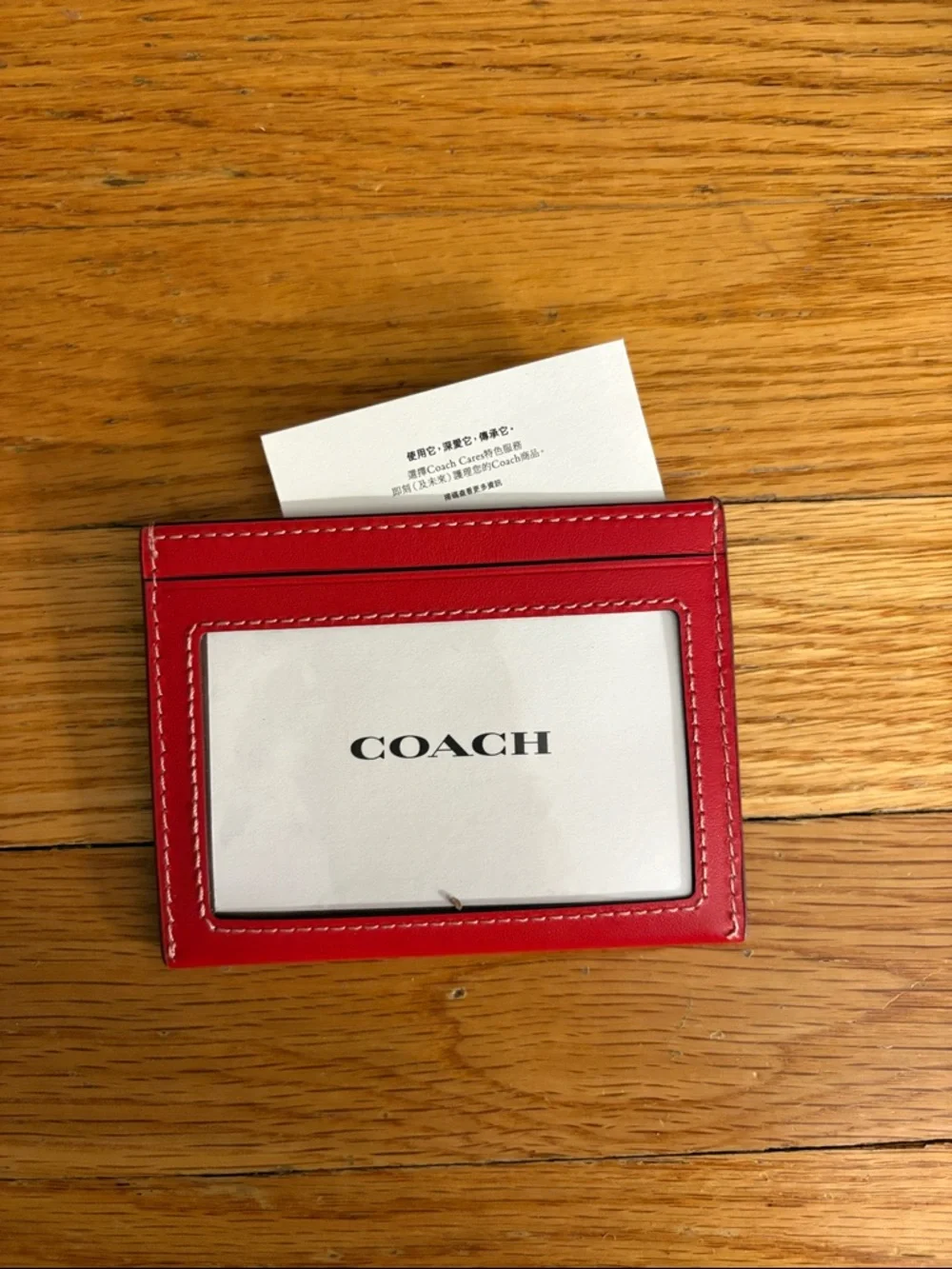 Coach Red Leather Card Holder with Mickey Mouse - Picture 2 of 2